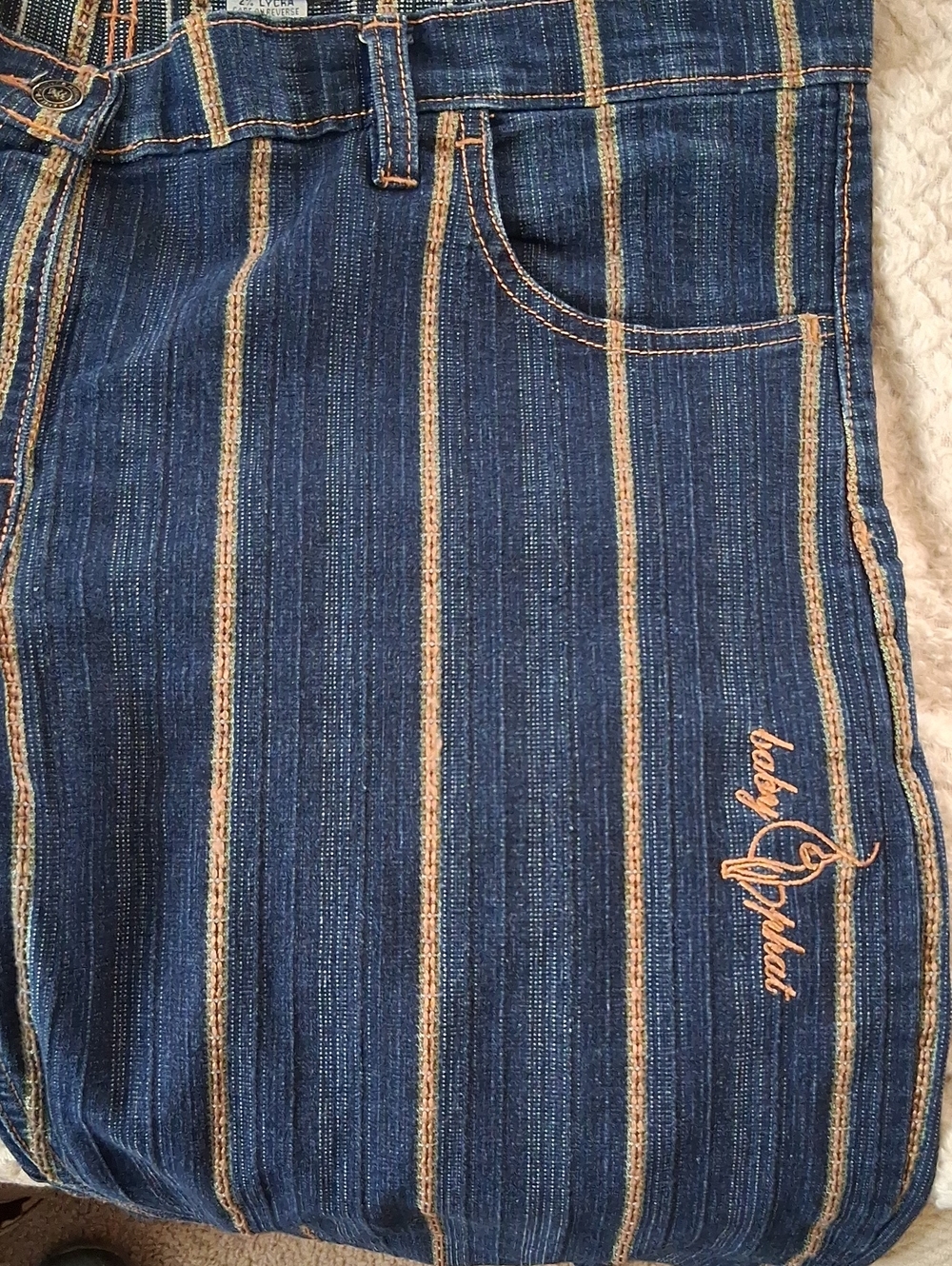 Baby Phat Womes Blue Jeans with Pinstripes 17/18 - Picture 4 of 9